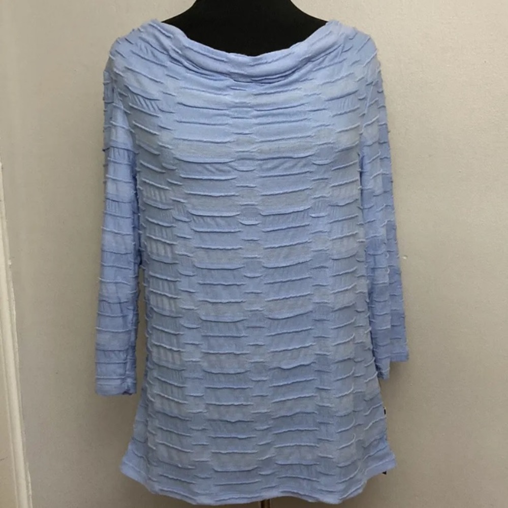 9-20 Dana Buchman Blue top Shirt Textured Large NWT tunic